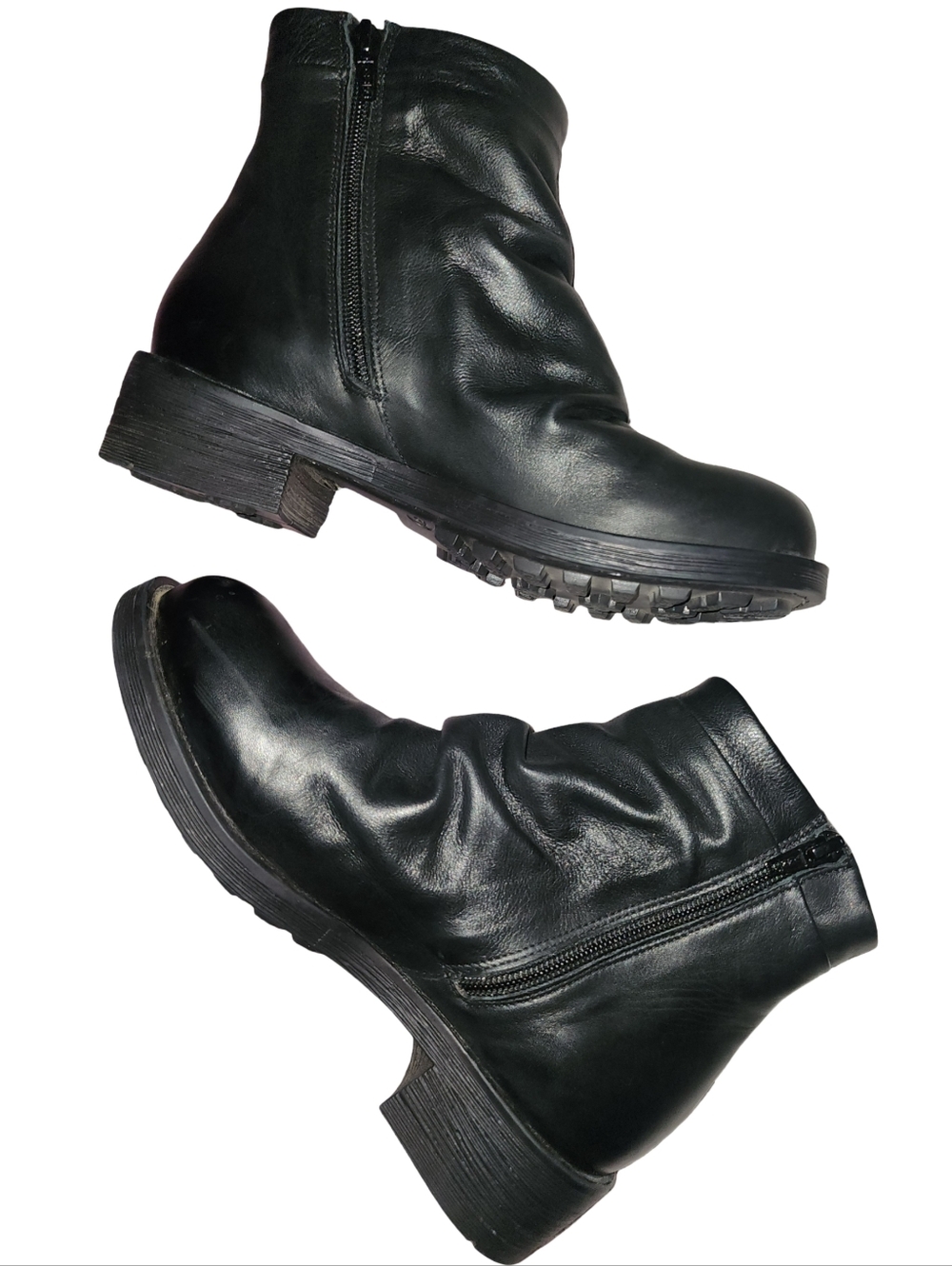 ONAKO Italian Black Leather Slouch Boots Ankle Zip EU 37 US 6.5 - Picture 1 of 7